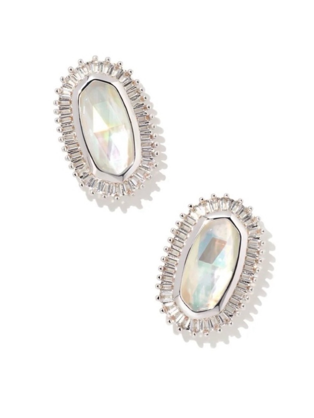 Kendra Scott Ellie Rhodium Plated Baguette Stud Earrings